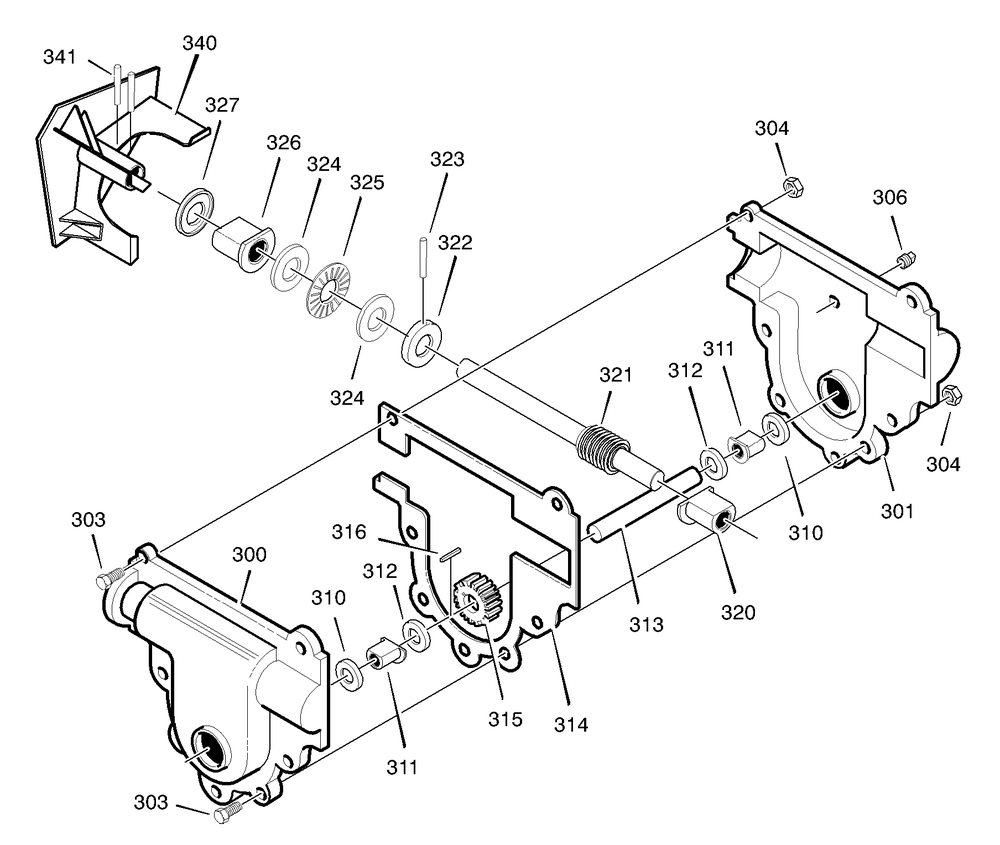 Gear Case Diagram and Parts List for 624504X4B 2002 Briggs and Stratton Snow Blower
